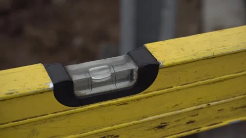 Yellow construction ruler with level Stock Footage 294180339