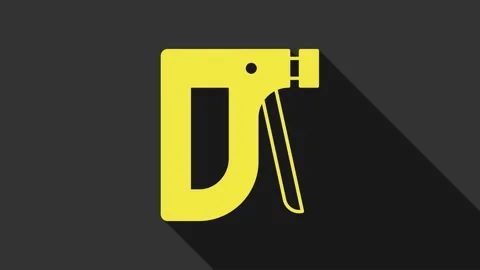 Yellow Construction stapler icon isolated on grey background. Working tool. 4K Stock Footage 155474609