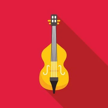 Yellow contrabass representing classical music on red background Stock Illustration