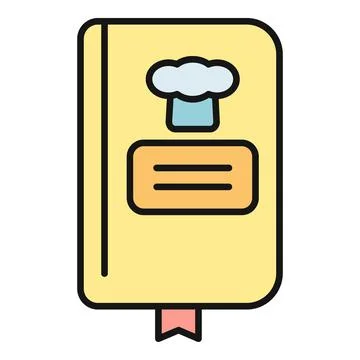 Yellow cookbook icon with chef hat and bookmark Stock Illustration