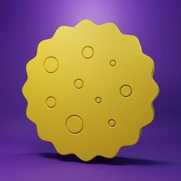 Yellow Cookie or biscuit with chocolate icon isolated on purple background... Stock Illustration