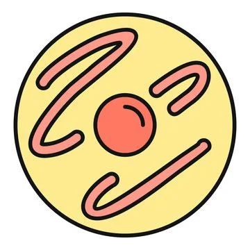 Yellow cookie with pink icing and red sprinkle Stock Illustration