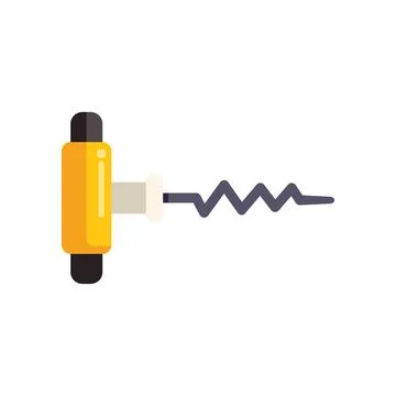 Yellow corkscrew uncorking wine bottle icon Stock Illustration