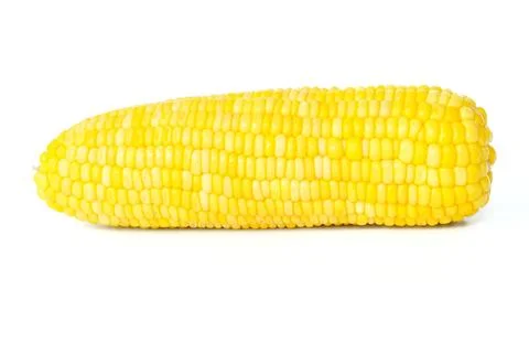 Yellow corn close up on white background. Stock Photos