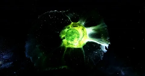 Yellow cosmic nebula gas cloud Stock Footage 85027157