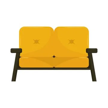 Yellow couch interior Stock Illustration