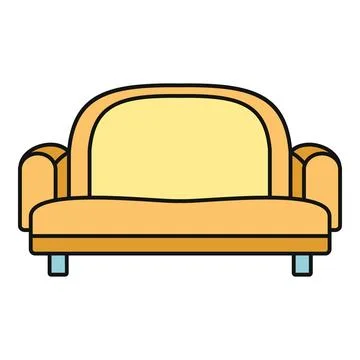 Yellow couch representing home interior living room decor Stock Illustration