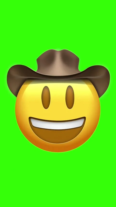 Yellow cowboy emoji face with green screen background Stock Footage 329406053