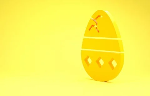 Yellow Cracked egg icon isolated on yellow background. Happy Easter. Minimali Stock Illustration