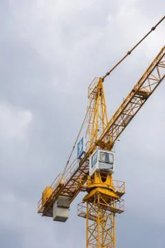 Yellow crane in berlin Stock Photos