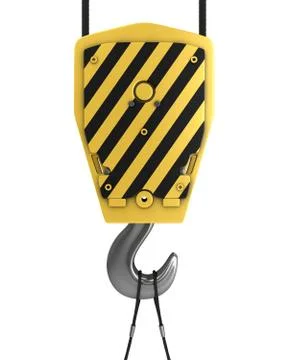 Yellow crane hook, front view Stock Illustration