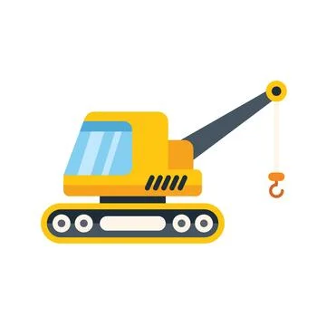 Yellow crawler crane lifting with hook isolated on white background Ilustración de archivo