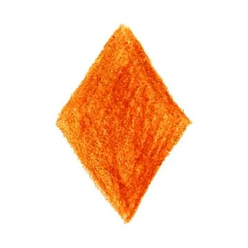 Yellow crayon scribble texture stain rhombus shape isolated on white background Illustrazione stock