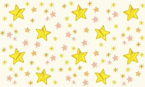 Yellow Crayon Stars Seamless Pattern Stock Illustration