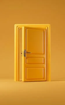 Yellow creative door, 3d rendering. Stock Illustration