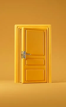 Yellow creative door, 3d rendering. Stock Illustration