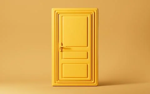 Yellow creative door, 3d rendering. Stock Illustration