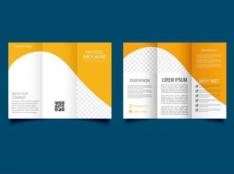 Yellow creative editable trifold brochure template design vector Stock Illustration
