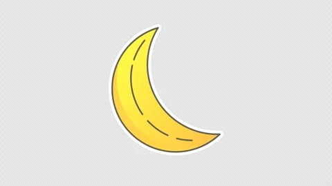 Yellow crescent moon moving up and down Vídeo Stock 335398041