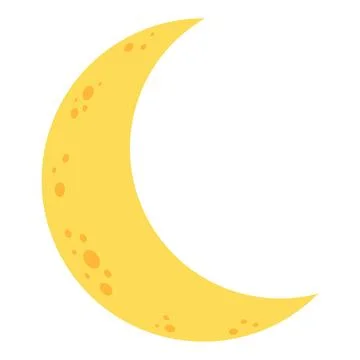 Yellow crescent. Moon phase.  Vector illustration in flat style Stock Illustration