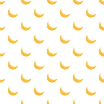 Yellow crescent moon seamless pattern on white background Stock Illustration