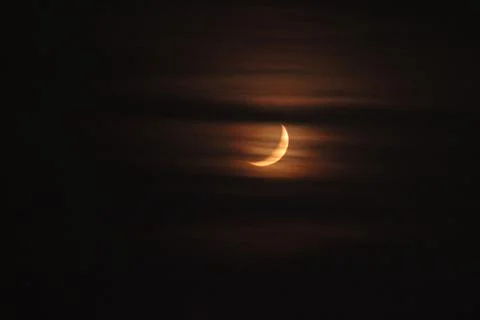 A yellow crescent in the night Stock Photos