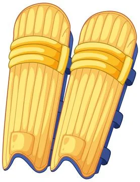 Yellow Cricket Batting Pads Vector Illustration Isolated on White Background Stock Illustration