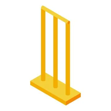 Yellow cricket wicket standing on rectangular base in isometric view Stockillustratie