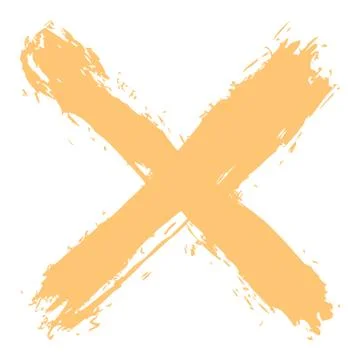 Yellow criss cross brushstroke delete sign Stock Illustration