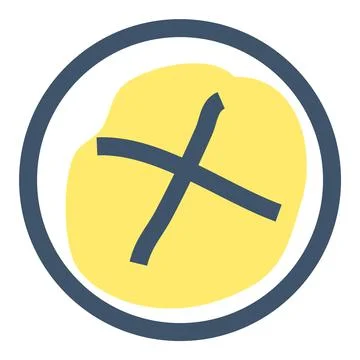 Yellow Cross Symbol in Circular Frame with Blue Border Stock Illustration