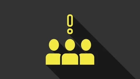 Yellow Crowd protest icon isolated on grey background. Demonstration. 4K Video Stock Footage 147707993