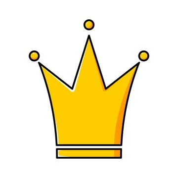 Yellow crown with black outline. Vector illustration, cartoon style. Stock-Illustration
