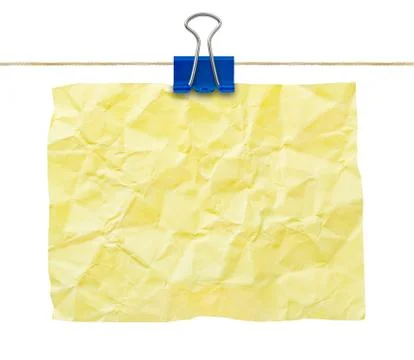 Yellow crumpled note paper 스톡 사진