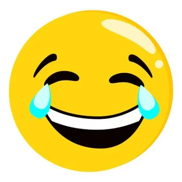 Yellow Crying Laughing Face Emoji Isolated Vector Stock Illustration