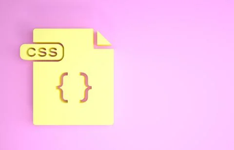 Yellow CSS file document. Download css button icon isolated on pink backgroun イラスト素材