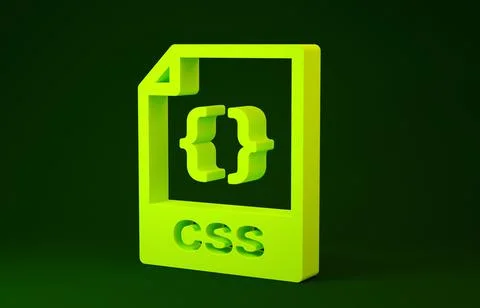 Yellow CSS file document. Download css button icon isolated on green backgrou 스톡 일러스트