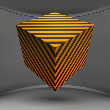 Yellow cube background. Graphic vector illustration. Abstract, geometric 스톡 일러스트