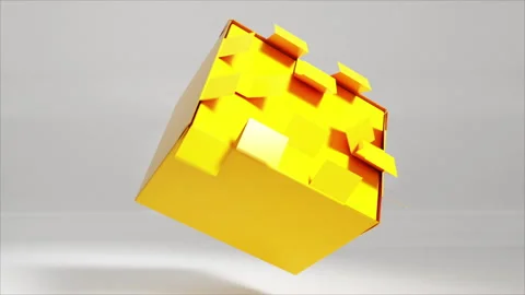 Yellow cube folding Video stock 231349294