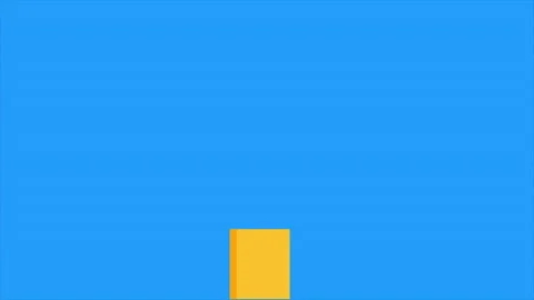Yellow Cube Jumping On Blue Background Stock Footage 232228534