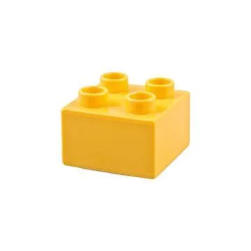 Yellow cube on a white background Stock Photos