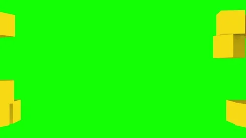 Yellow cubes assemble on green background Stock Footage 112015523