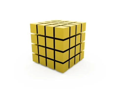 Yellow cubes concept isolated on white background Stock Illustration