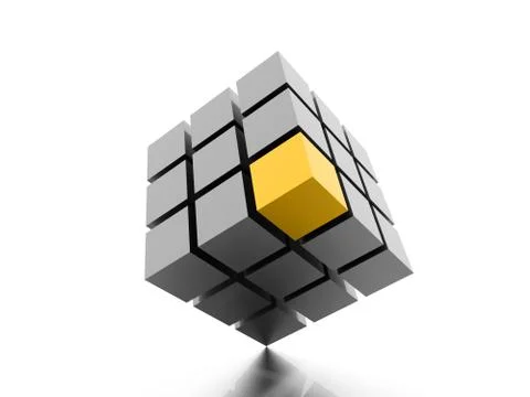 Yellow cubes concept isolated on white background Stock Illustration
