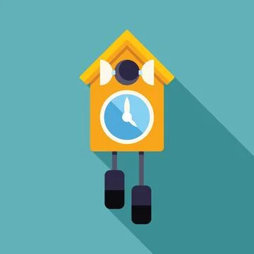 Yellow cuckoo clock striking showing time passing Stock Illustration