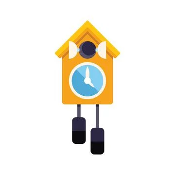 Yellow cuckoo clock striking showing time passing Stock Illustration
