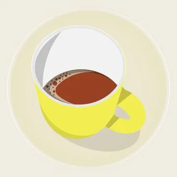 Yellow cup of coffee or tea. Vector illustration. Stock Illustration