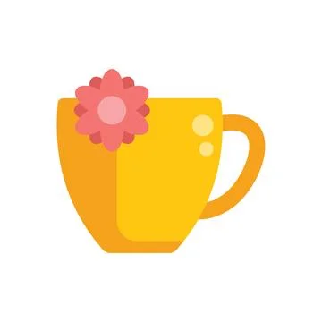 Yellow cup of coffee or tea with flower decoration celebrating spring season Stock Illustration