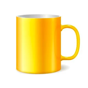 Yellow cup isolated on white background. Blank mug for branding Stock Illustration