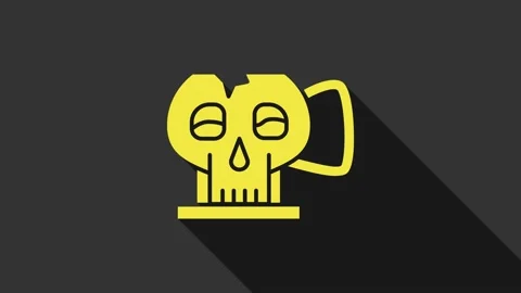 Yellow Cup from the skull icon isolated on grey background. 4K Video motion Stock Footage 147700312