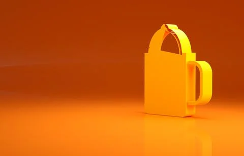 Yellow Cup of tea with lemon icon isolated on orange background. Minimalism 스톡 일러스트